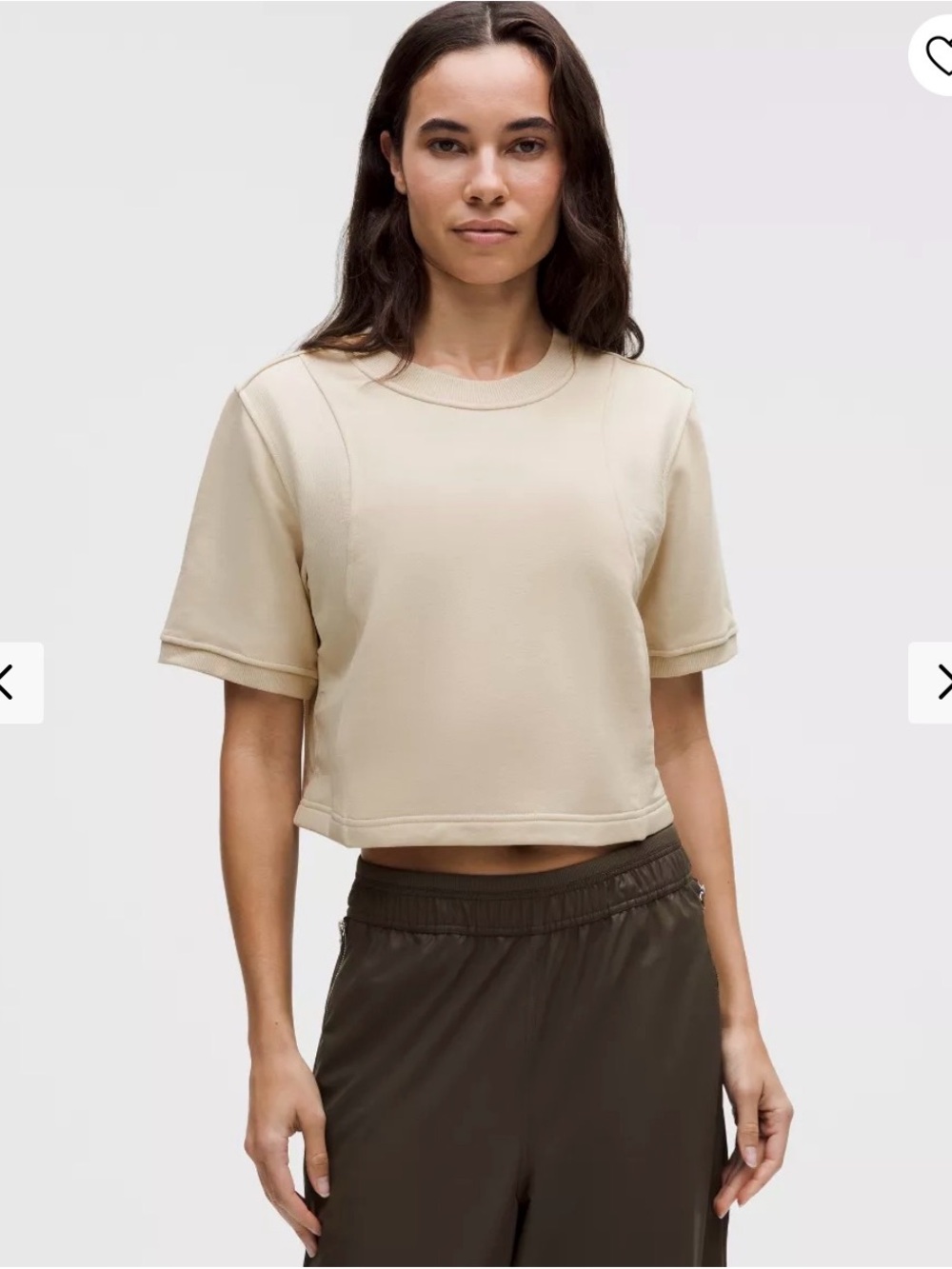 lululemon athletica Beige Cropped Crew Tee